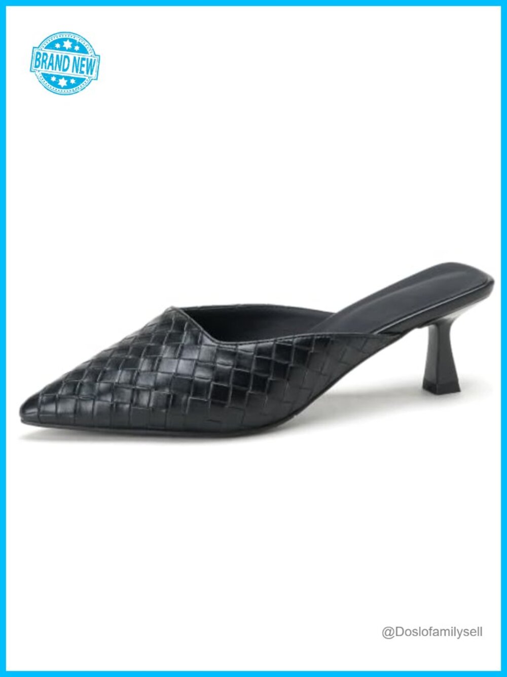 Woven Mules Kitten Heels Pointed Toe Slip On Slingback Pumps